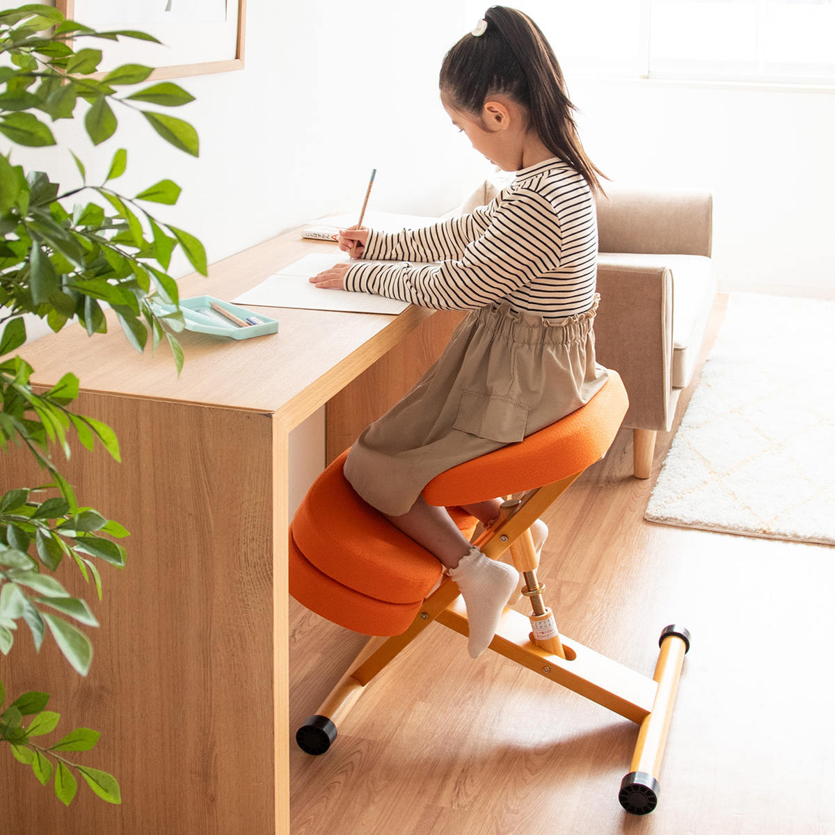 宮武製作所 学習チェア 椅子 ライトナチュラルフレーム クッション付き