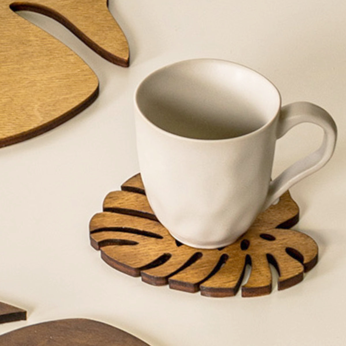 コースター 木製 ZICZAC BIRCH Coaster Monstera （ ジックザック 木製