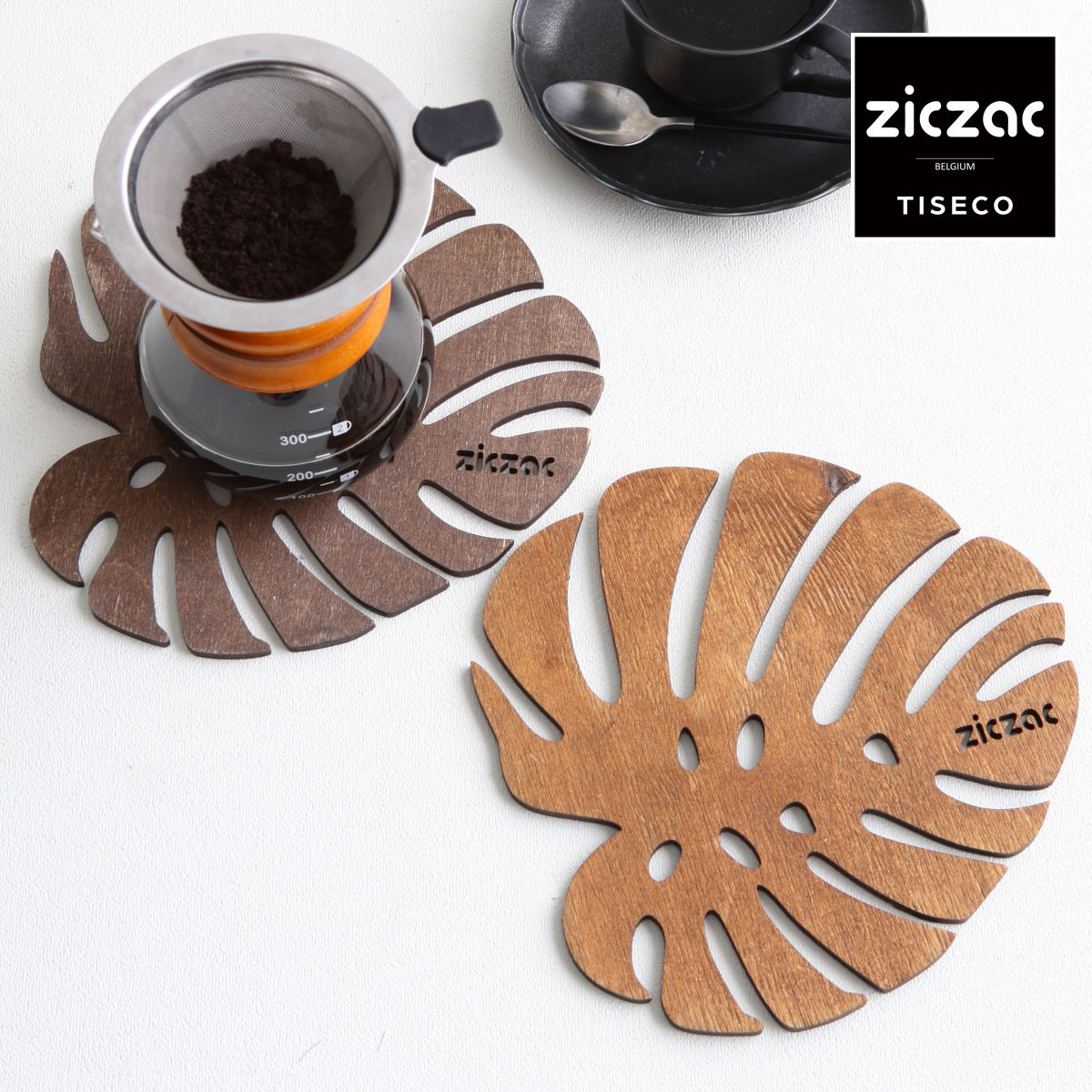 鍋敷き 木製 ZICZAC BIRCH Trivet Monstera （ ジックザック 木製鍋