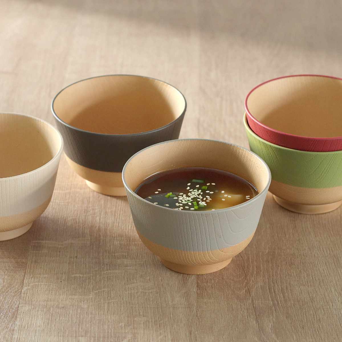 茶碗 330ml やさしい彩り 抗菌 汁椀 5個入 （ 日本製 電子レンジ対応