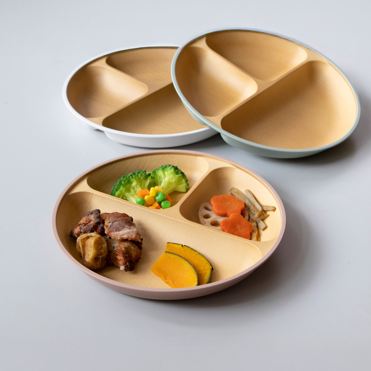 カノー ランチプレート 23cm earth color 抗菌 すくえる 丸 同色3枚