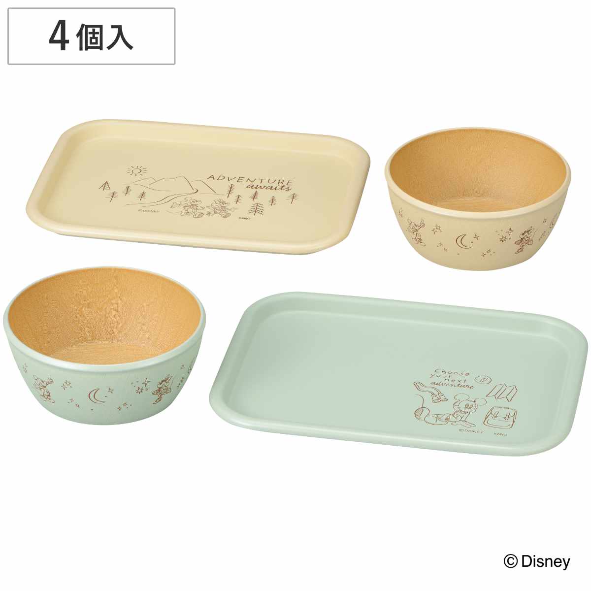 カノー ボウル トレー mA 抗菌 4点入 ミッキーマウス （ BPAフリー