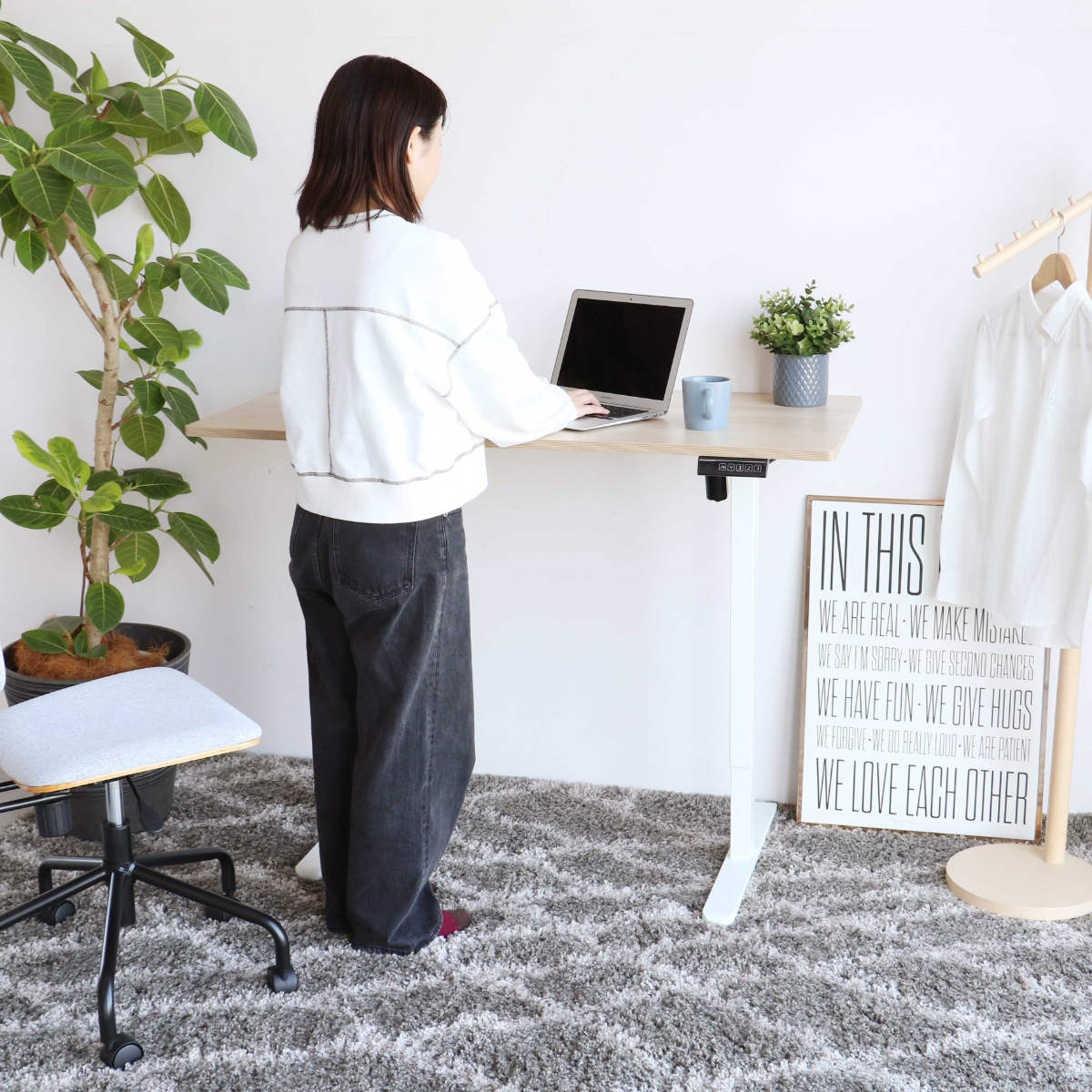 電動昇降デスク 幅120×奥行60×高さ72〜118cm （ 昇降デスク 高さ調節