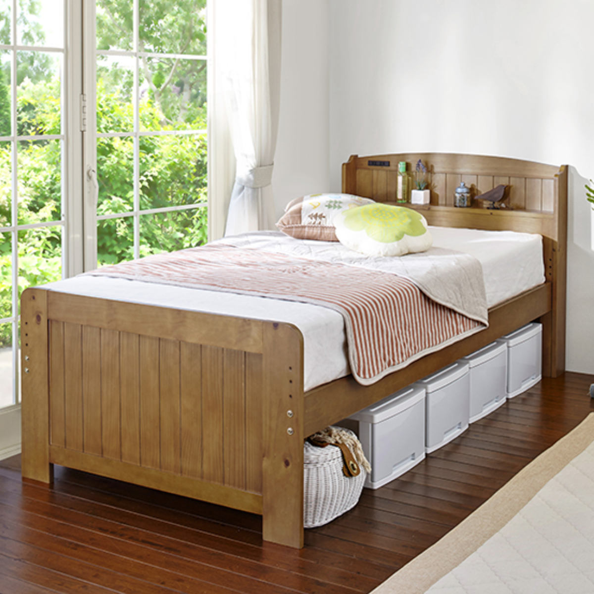 HAGiHARA（萩原） ベッド ポケットマットレス付き ショートセミ