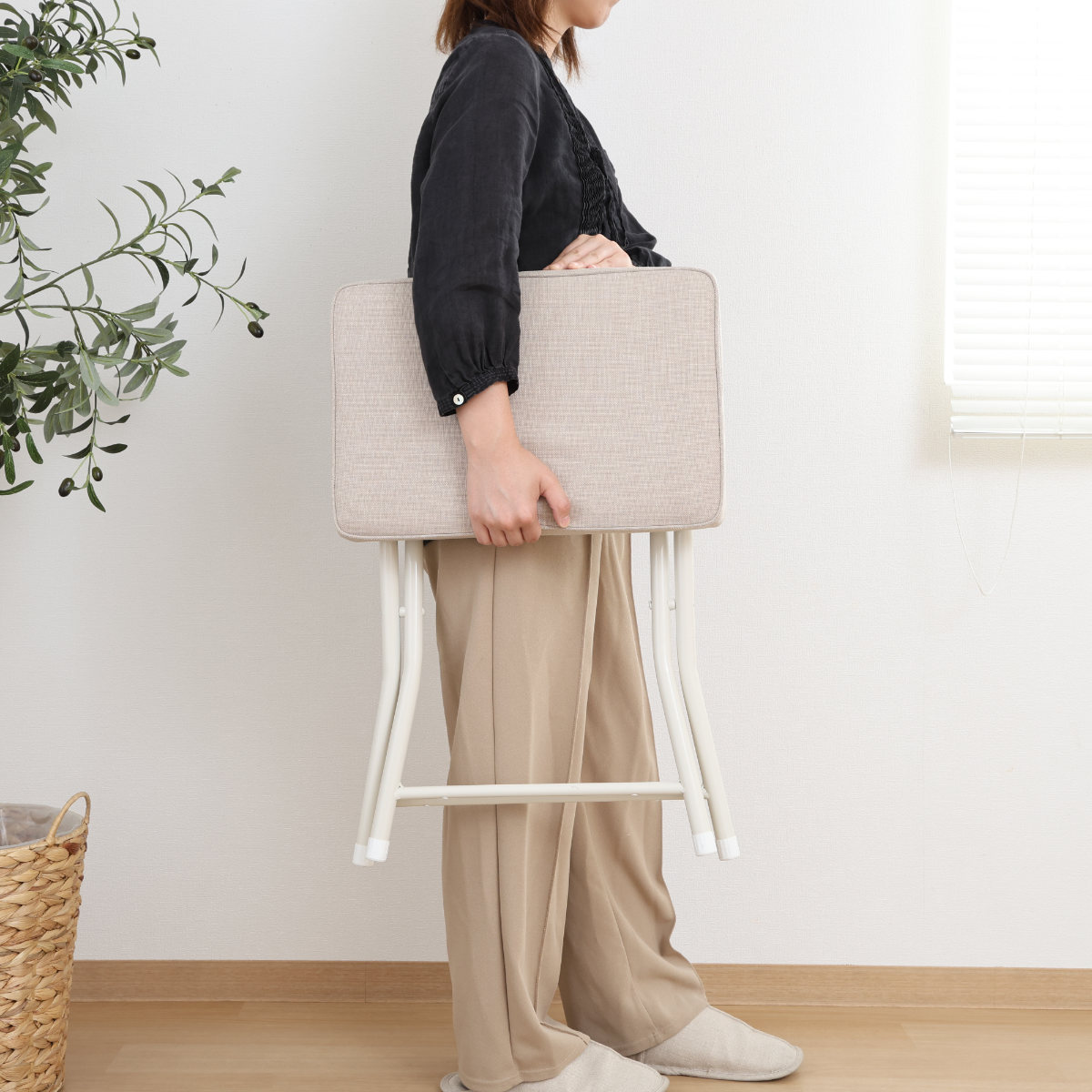 不二貿易（Fuji Boeki） 折りたたみ椅子 座面高49cm スツール ワイド 