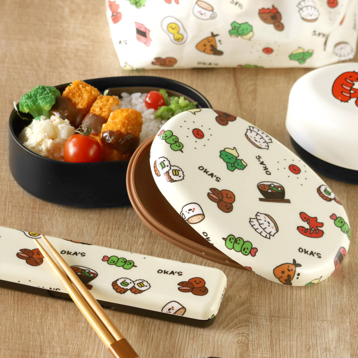 HAKOYA 弁当箱 480ml 1段 布貼小判一段弁当 480 OKA'S （ お弁当箱