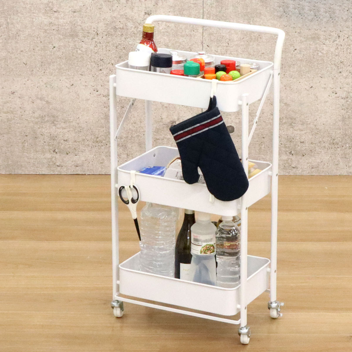 マルチタスクメッシュキッチンワゴンキャスター付き軽量・丈夫な3段 マルチタスクメッシュキッチンワゴンキャスター付き軽量・丈夫な3段