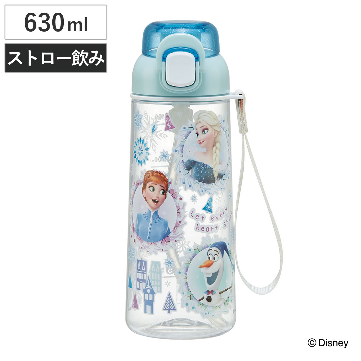 スケーター 水筒 630ml ワンプッシュストローボトル アナと雪の女王