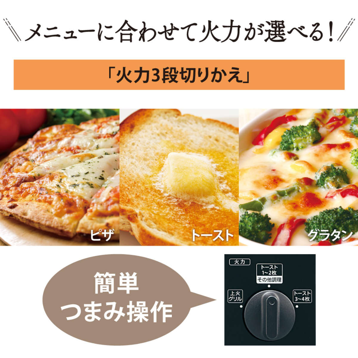 こんがり倶楽部 象印 オーブントースター 4枚焼き 火力3段階調整