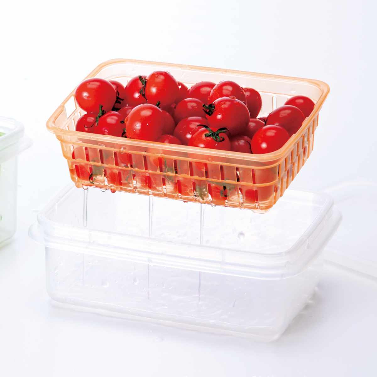 サンコープラスチック 保存容器 950ml ザル付きDパック （ ザル付き