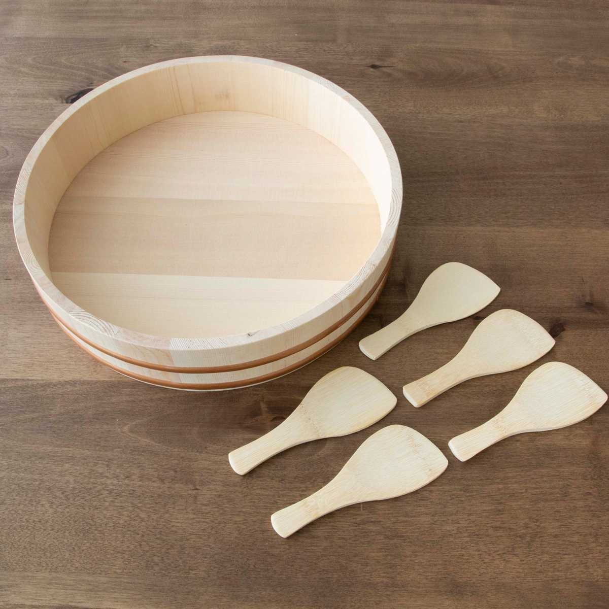 超特大　飯台 寿司桶 木桶　木製　約71cm 6升　しゃもじ・へら付き ☆値下げ☆超特大 飯台 寿司桶 木桶 約71cm 6升 しゃもじ・へら付