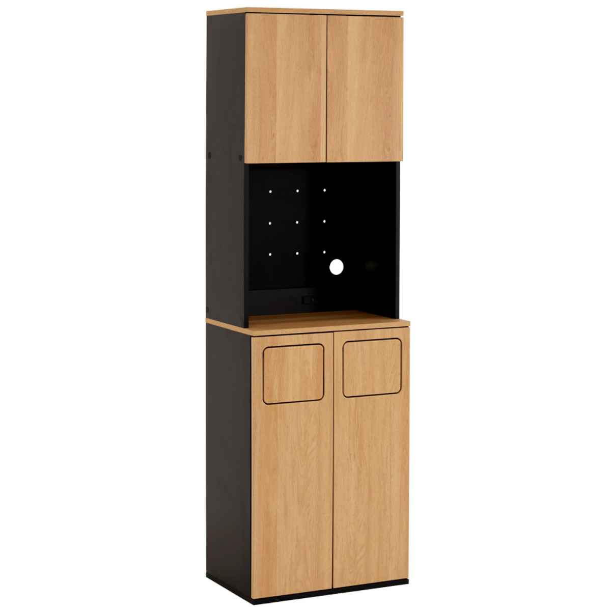 ゴミ箱一体型食器棚 幅53.4cm ゴミ箱2つタイプ 45L対応 ヴィンテージ （ ごみ箱 食器棚 スペース 付き 収納付き おしゃれ 大容量 ）