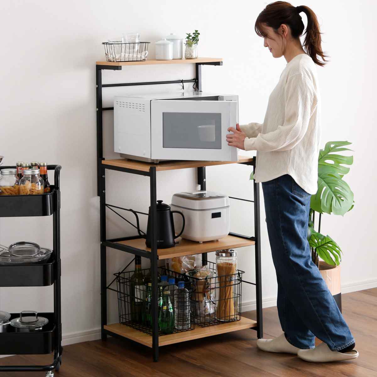 キッチンラック ヴィンテージ 便利で実用的なデザイン 収納 ホームテイスト（HOME taste） スリムレンジ台 ハイタイプ 幅60cm