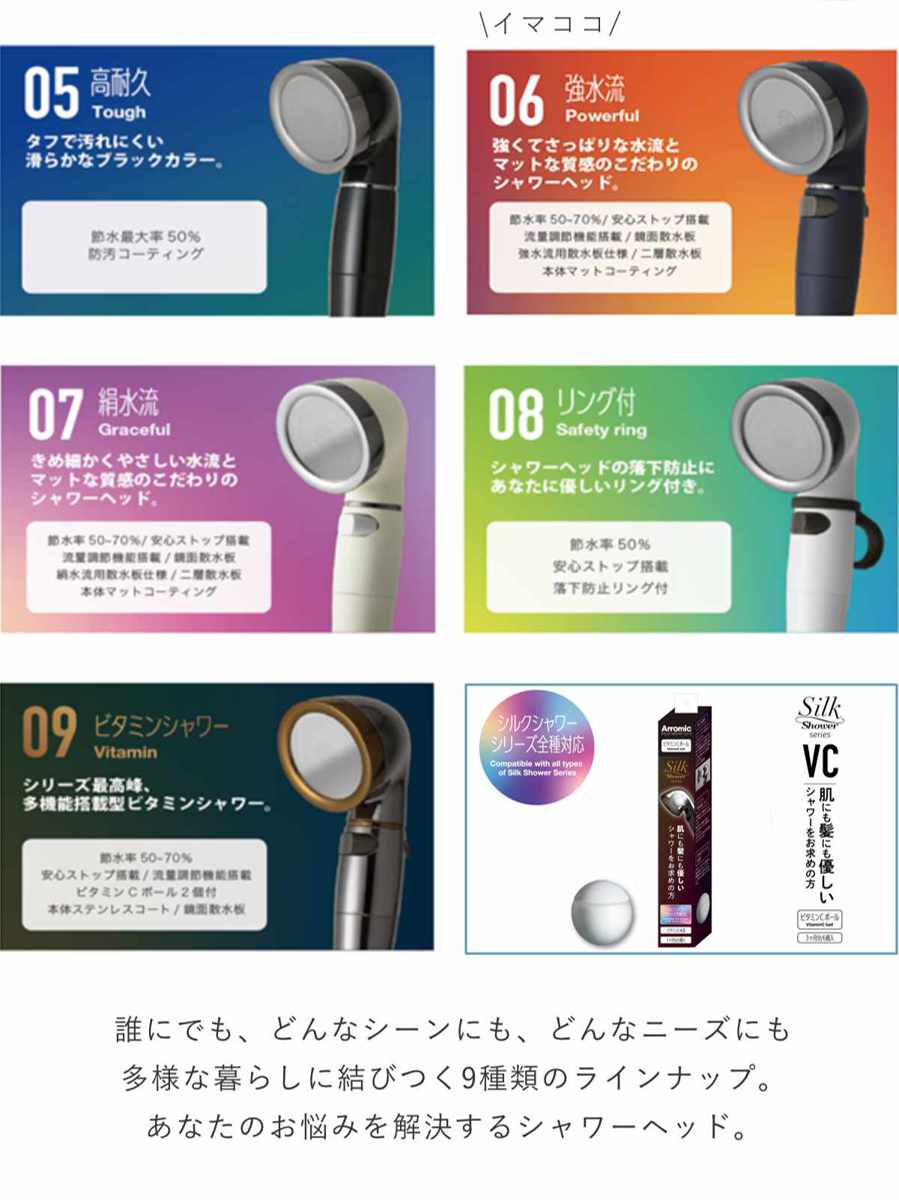 Arromic（アラミック） シャワーヘッド シルクシャワーシリーズ 06 強