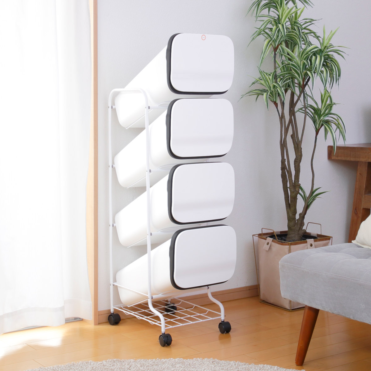 リス スムース スタンドダストボックス 4段 ゴミ箱 キャスター付き19リットル RISU（リス） ゴミ箱 4段 Nスムース スタンドダストボックス （ ごみ箱