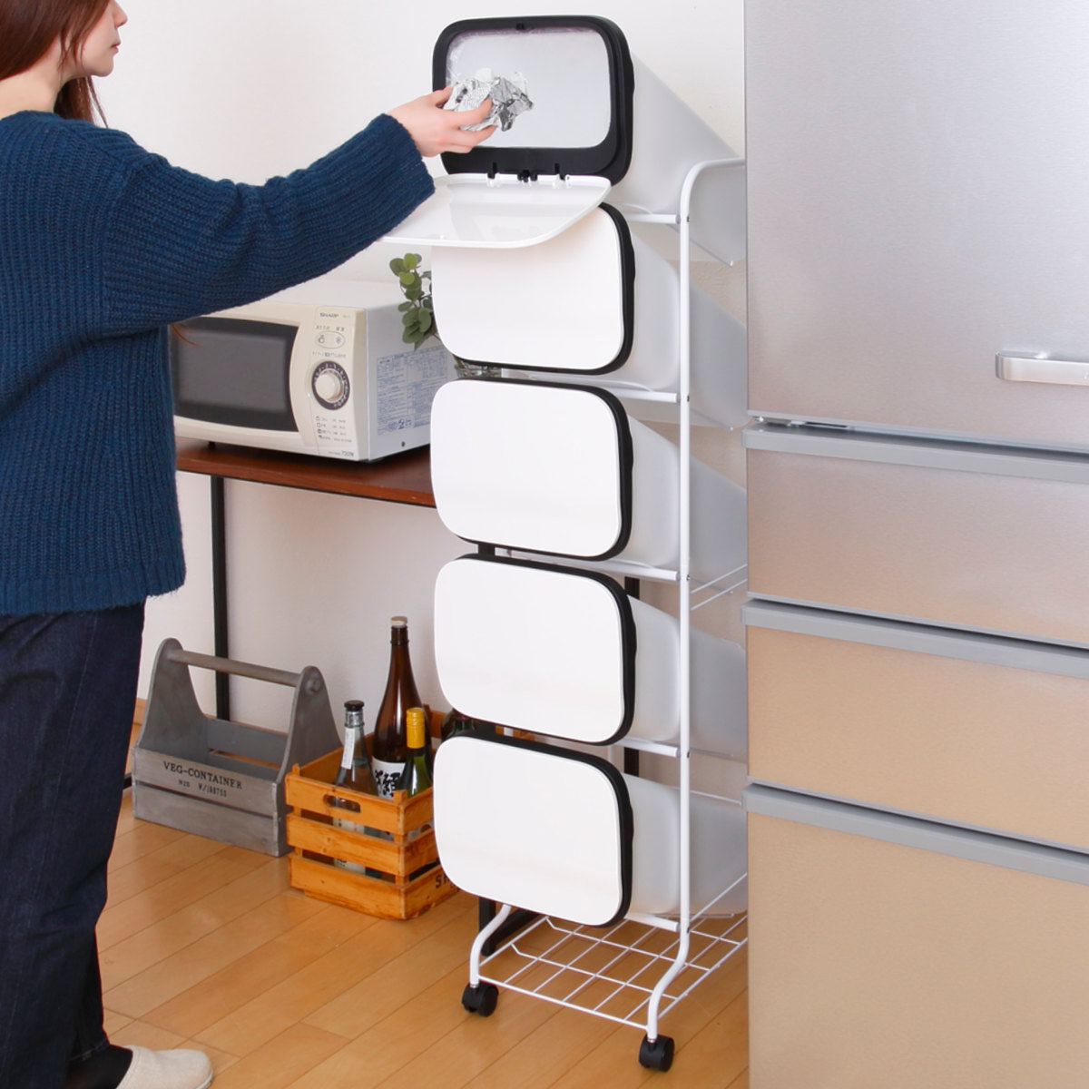 RISU（リス） ゴミ箱 5段 Nスムース スタンドダストボックス （ ごみ箱