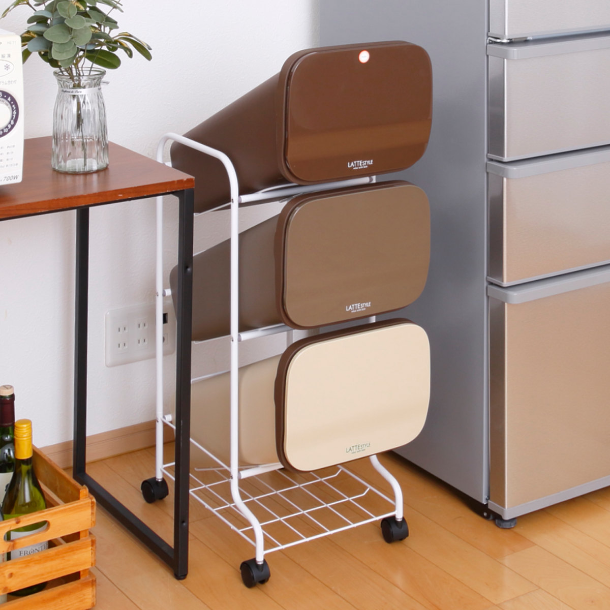 RISU（リス） ゴミ箱 3段 Nラテスタイル スタンドダストボックス