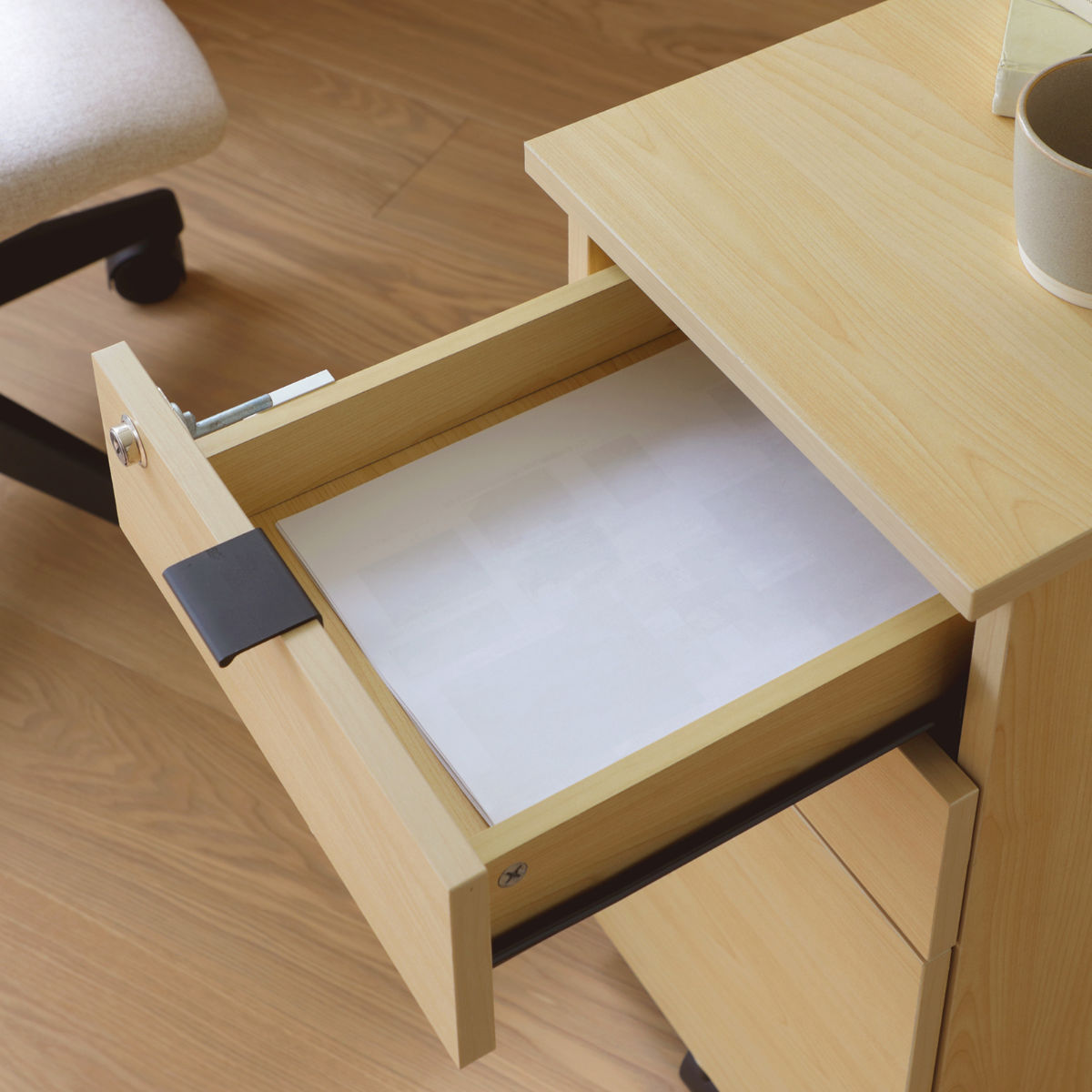 弘益 デスクワゴン 3段 キャスター付 インワゴン （ サイドワゴン A4