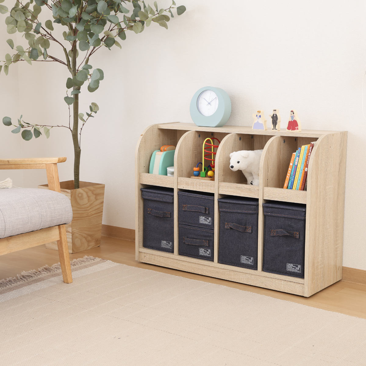 不二貿易（Fuji Boeki） 絵本棚 おもちゃ収納 2段収納 幅86.5cm キッズ