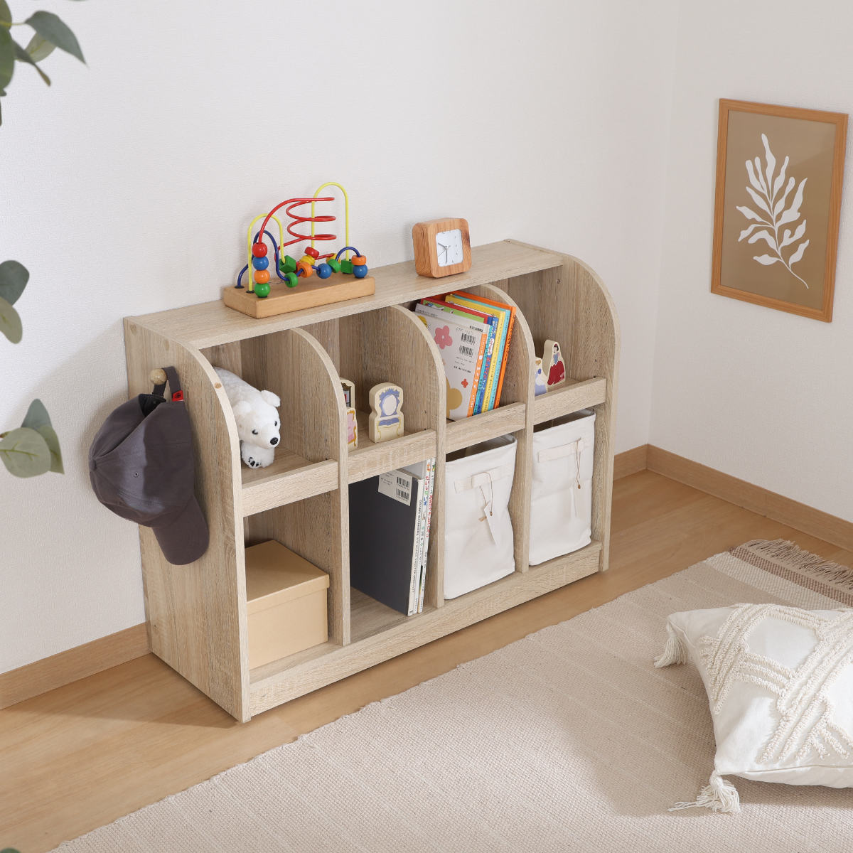 不二貿易（Fuji Boeki） 絵本棚 おもちゃ収納 2段収納 幅86.5cm キッズ
