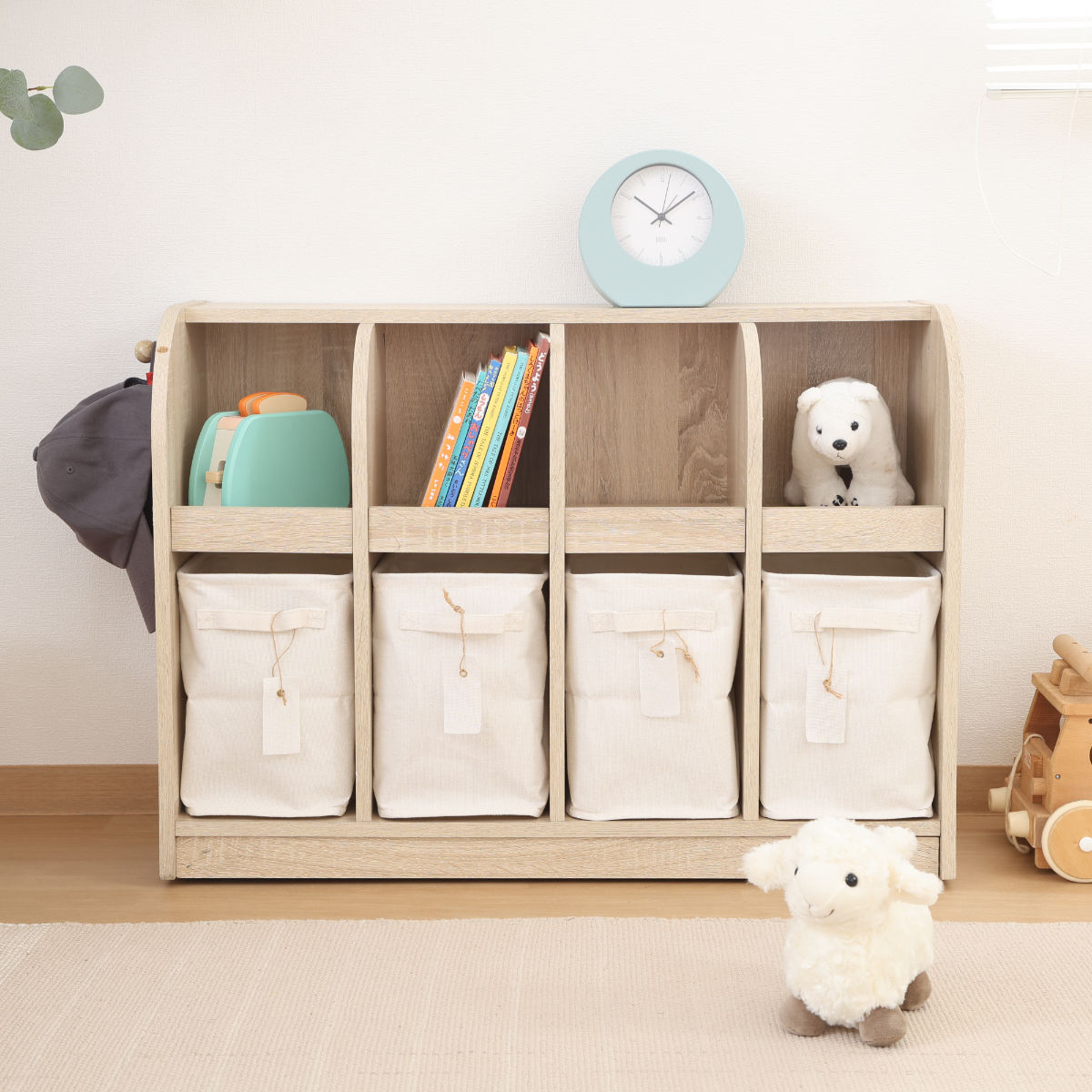 不二貿易（Fuji Boeki） 絵本棚 おもちゃ収納 2段収納 幅86.5cm キッズ