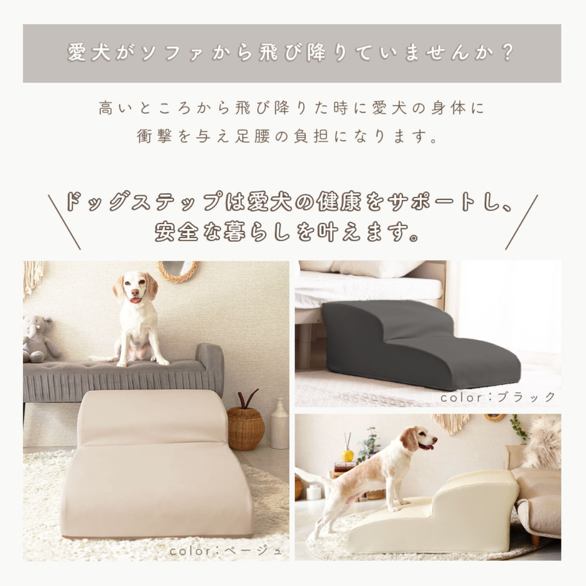 セルタン ドッグステップ ワイド 2段 小型犬用 階段型ソファ （ ペット