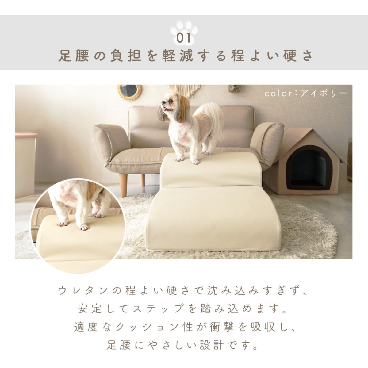 セルタン ドッグステップ ワイド 2段 小型犬用 階段型ソファ （ ペット