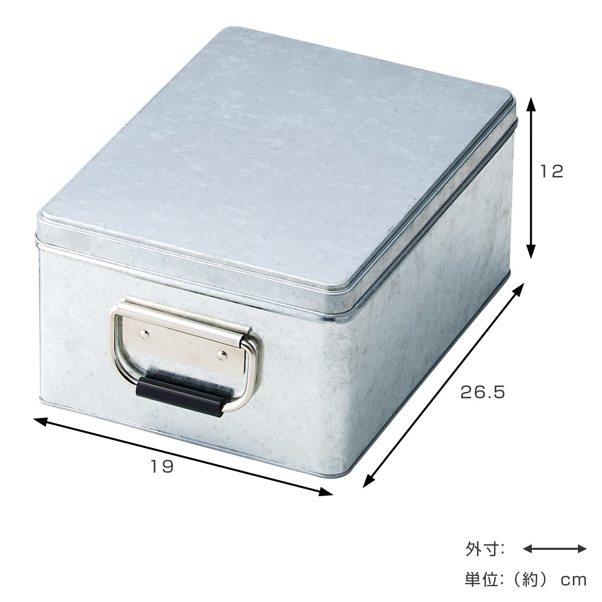 巨大なブリキの収納箱 ちどり産業 収納ボックス トタン収納 クォーター ブリキ ふた付き 幅19