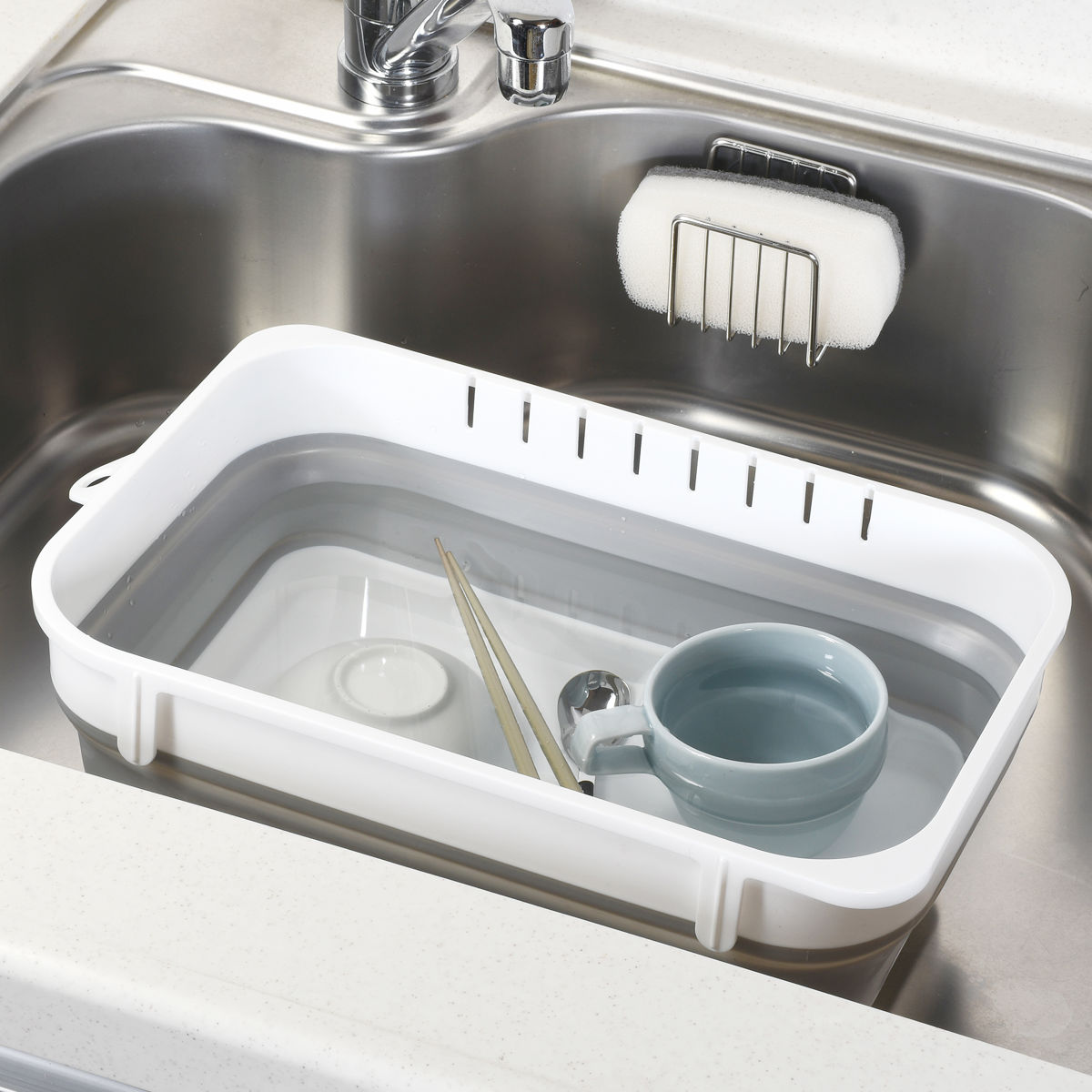 パール金属 洗い桶 キッチンメイト 折りたたみできる 角型 洗桶