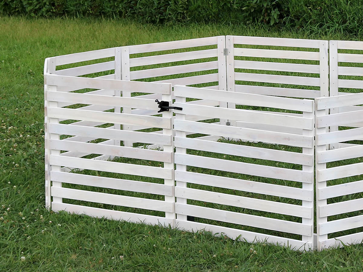 フェンス 折り畳めるウッドフェンス ゲートセット 横ボーダー