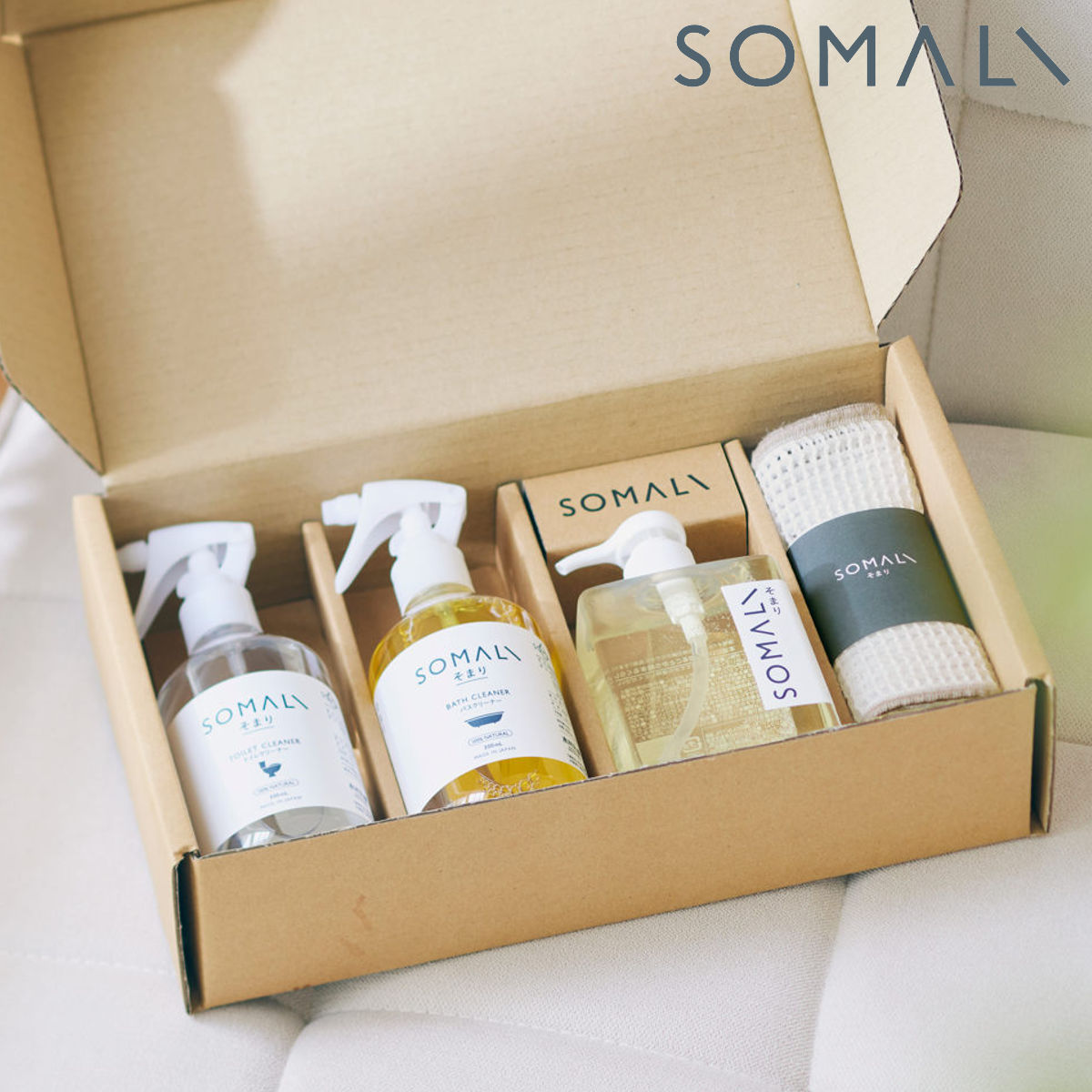 洗剤セット SOMALI そまり ギフトH 水回り 3点セット ( ギフトセット 台所用石けん トイレクリーナー バスクリーナー クロススポンジ 2枚 天然由来成分 )