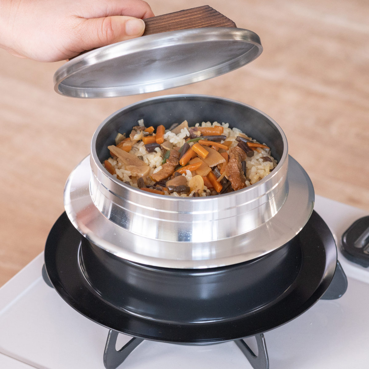 ウルシヤマ金属工業 炊飯鍋 2合炊き ガス火専用 謹製 釜炊き三昧 極