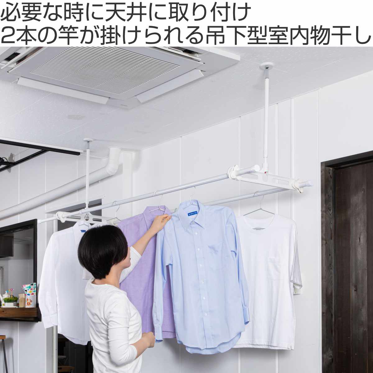 タカラ産業 室内物干し 天吊り室内物干し 物干し DRY・WAVE 長さ60cm