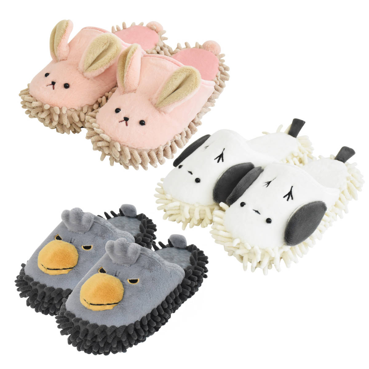 スリッパ 掃除 MOFUZOO モップスリッパ アニマル （ おそうじスリッパ 洗える 床掃除 ながら掃除 ウサギ シマエナガ ハシビロコウ かわいい ）