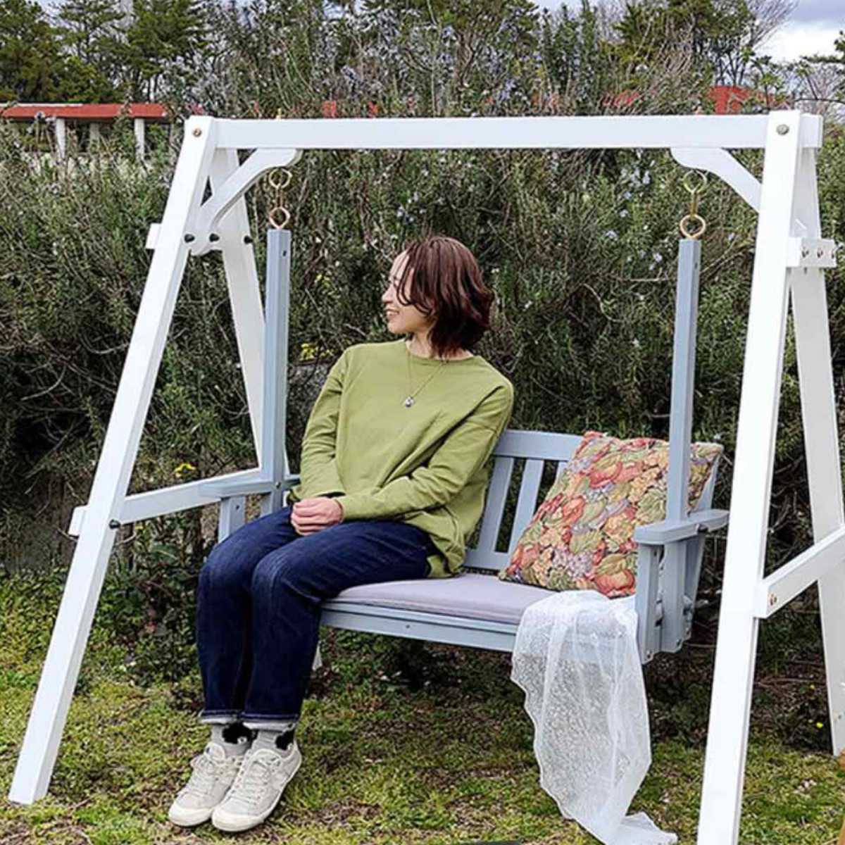 ベンチ 天然木製スウィングベンチ Elan エラン （ ブランコ 木製 屋外