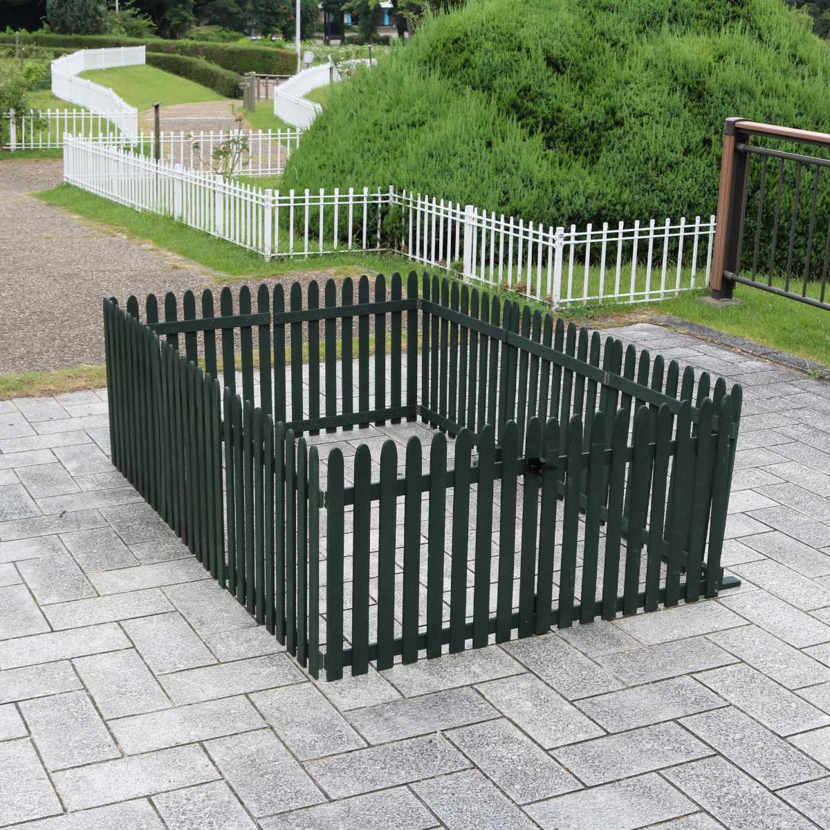 フェンス 木製 折り畳めるウッドフェンス ゲート付サークルセット 縦 