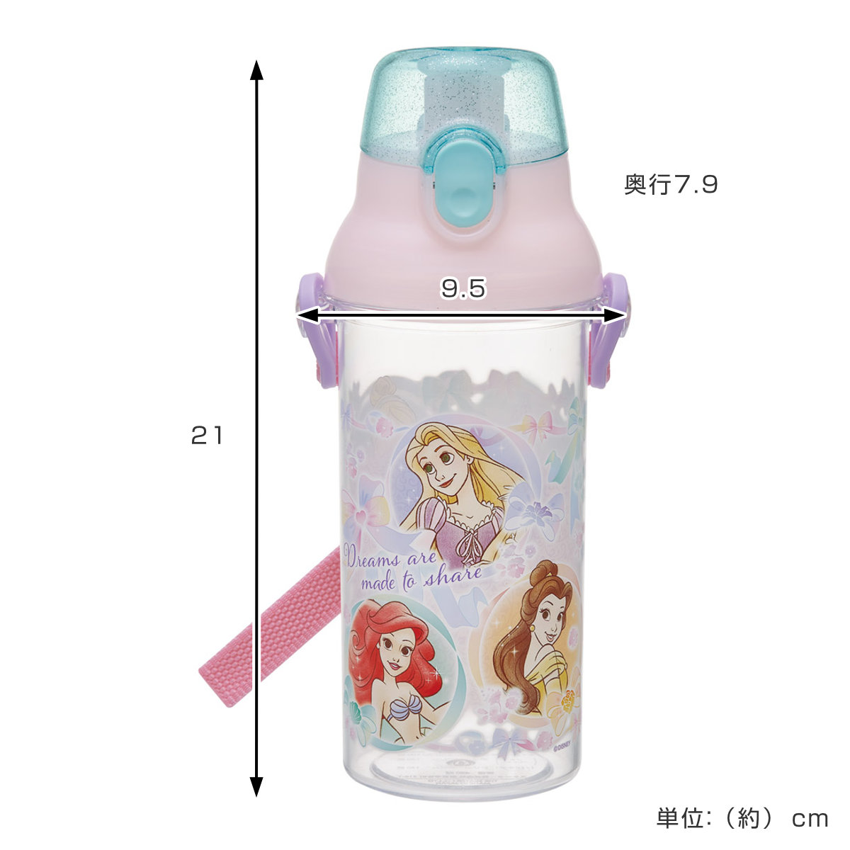 スケーター 水筒 480ml 食洗機対応プラクリアボトル プリンセス25
