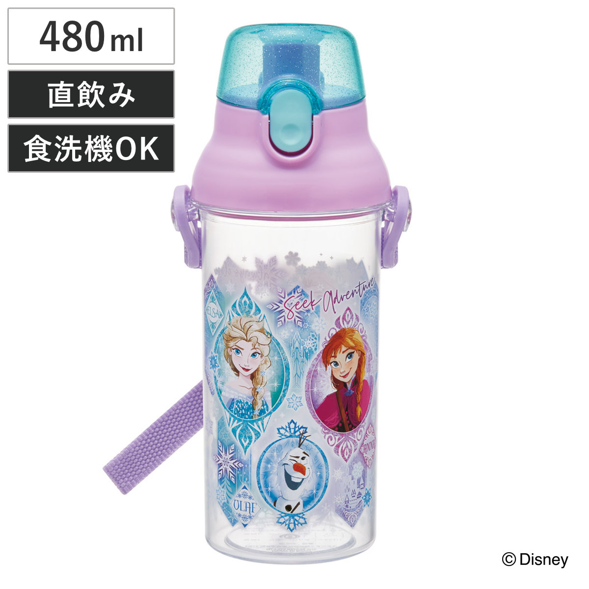スケーター 水筒 480ml 食洗機対応プラクリアボトル アナと雪の女王25