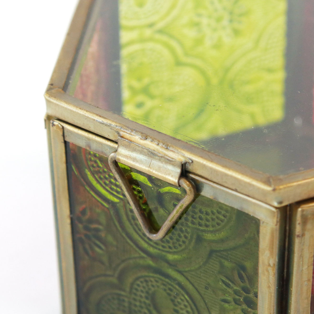 小物入れ モロッカン ガラスボックス ヘキサゴン 幅11×奥行10×高さ6cm