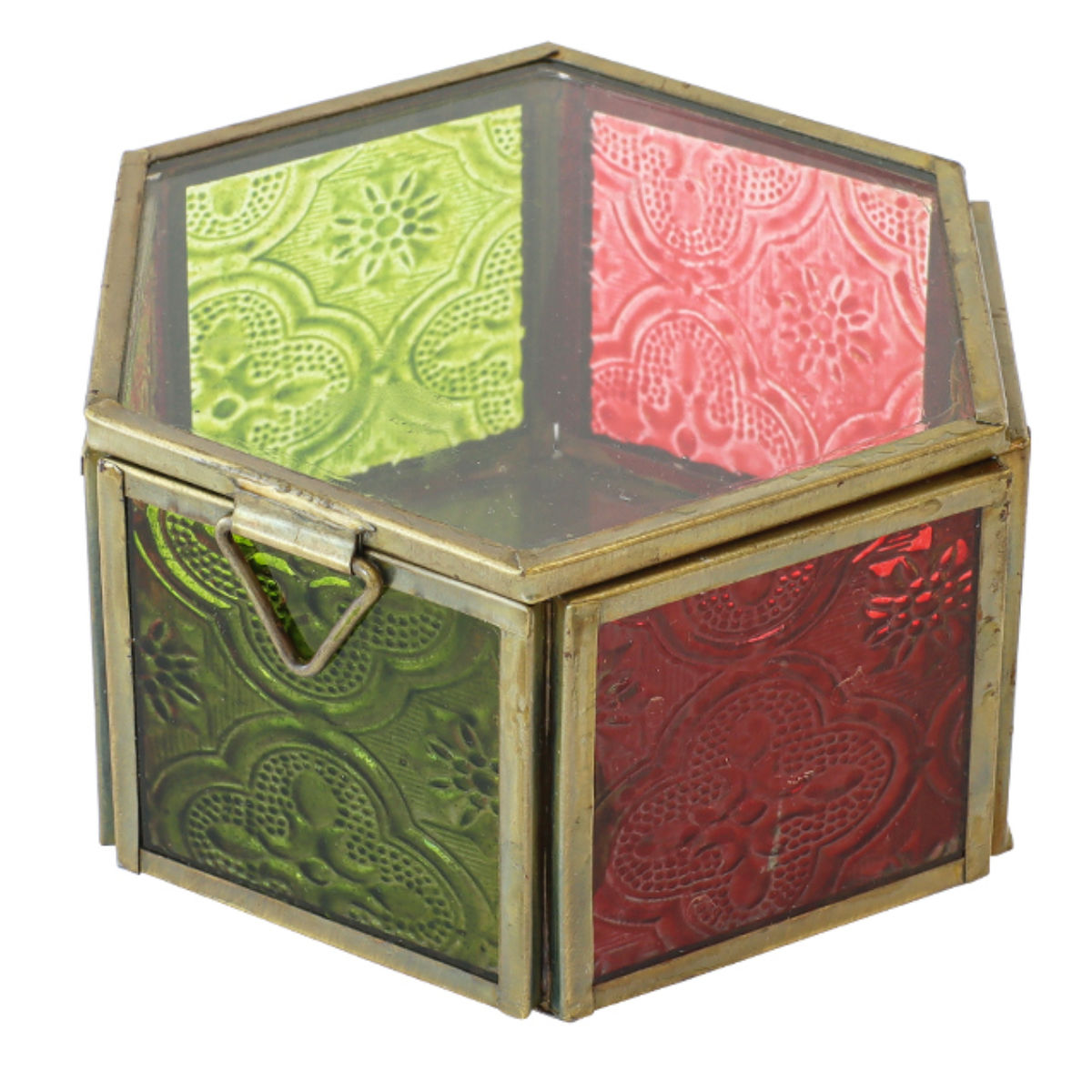 小物入れ モロッカン ガラスボックス ヘキサゴン 幅11×奥行10×高さ6cm