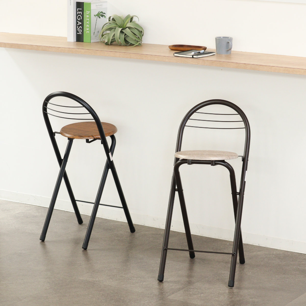 弘益 折りたたみ椅子 座面高58cm 背もたれ付 フォールディング