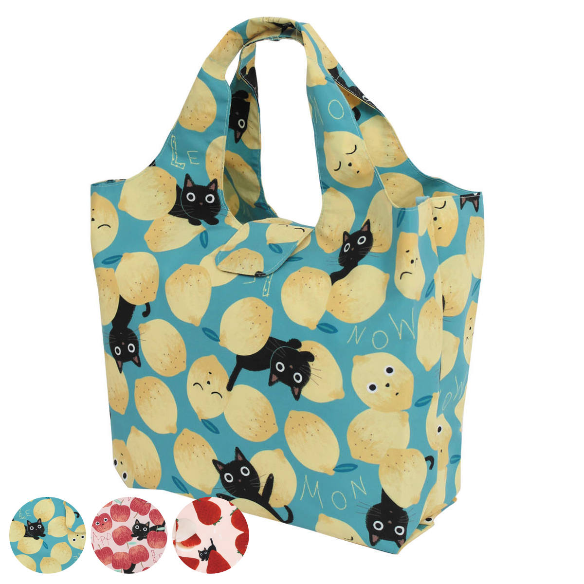tenᙏ̤̫͚　ねこたまちゃん　大きいエコバッグ　ハンドメイド エコバッグ プリント たまちゃん Sサイズ 折りたたみ コンパクト