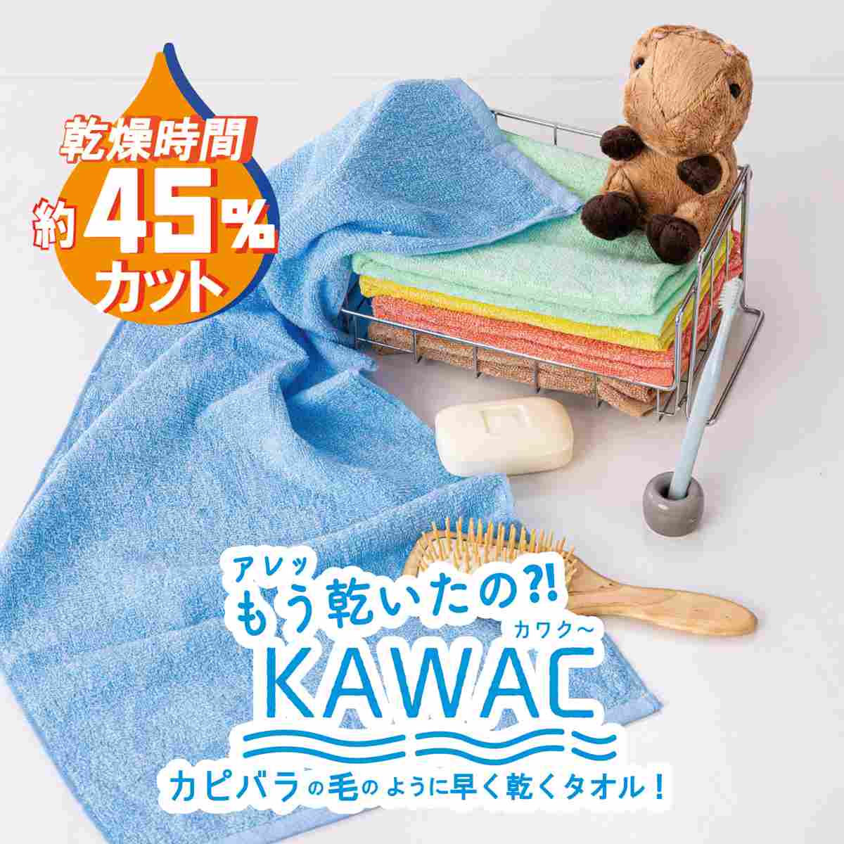 泉州タオル フェイスタオル KAWAC カピバラの毛のように早く乾くタオル