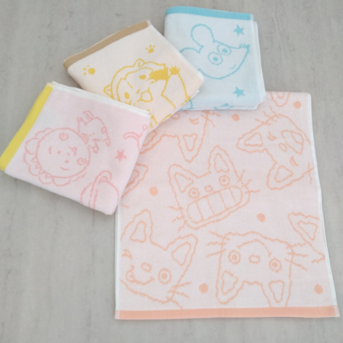 フェイスタオル 絵本 キャラクター 無撚糸 34×80cm （ タオル 顔拭き