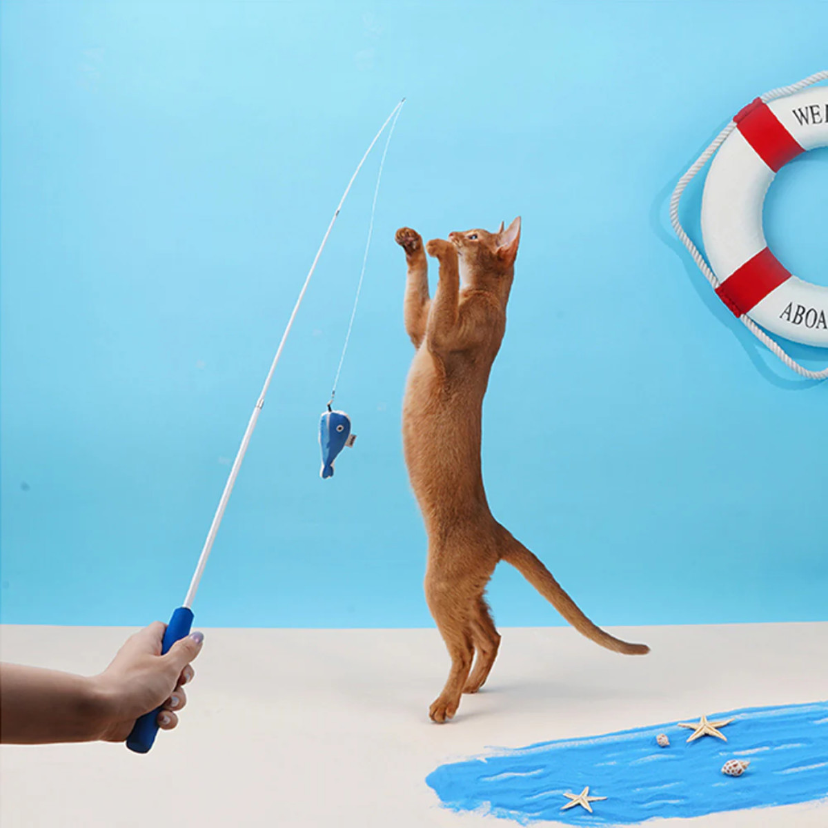 magnet 猫じゃらし 魚 Fishing Retractable Cat PlayingRod ZEZE