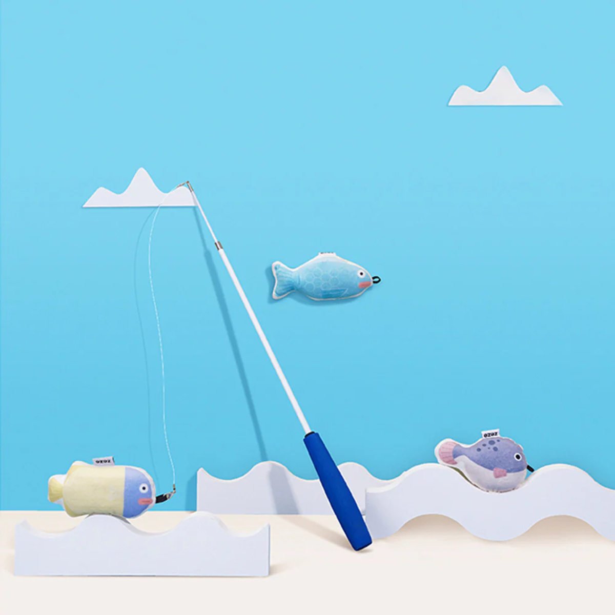 magnet 猫じゃらし 魚 Fishing Retractable Cat PlayingRod ZEZE