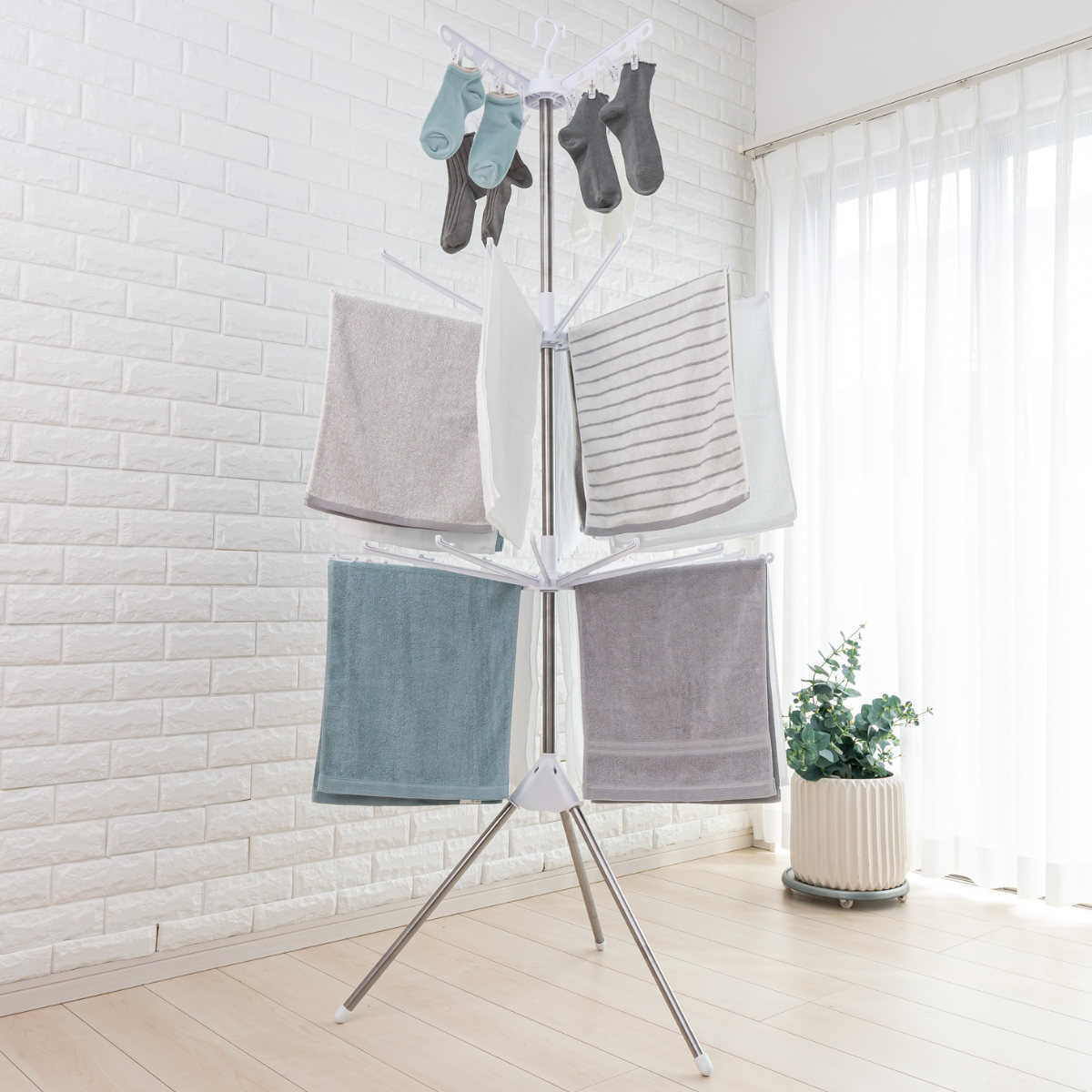 物干し コスモス 室内物干し 折りたたみ 3段 （ パラソルハンガー