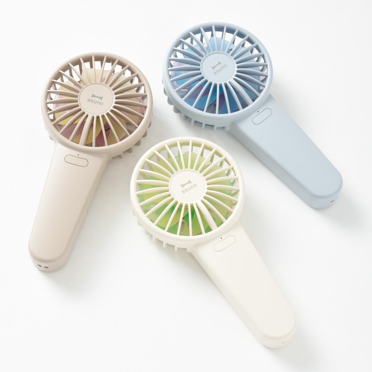 【新品未開封】BRUNO Folding Fan ライトブルー・グレージュセット ブルーノ BRUNO 正規品1年保証 ハンディファン 首掛け ミニ