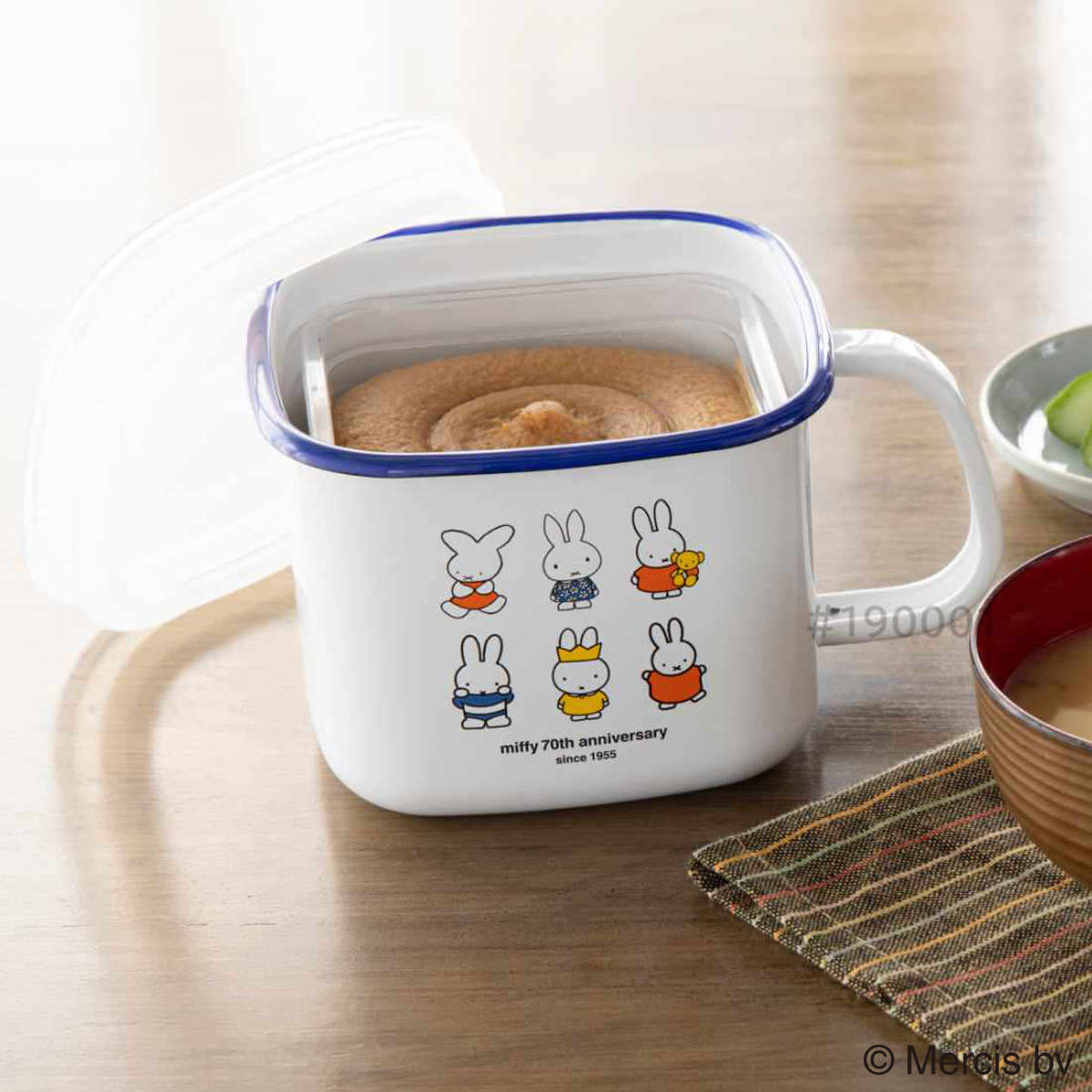 富士ホーロー 保存容器 ミッフィー70周年 角型 みそポット 1.5L