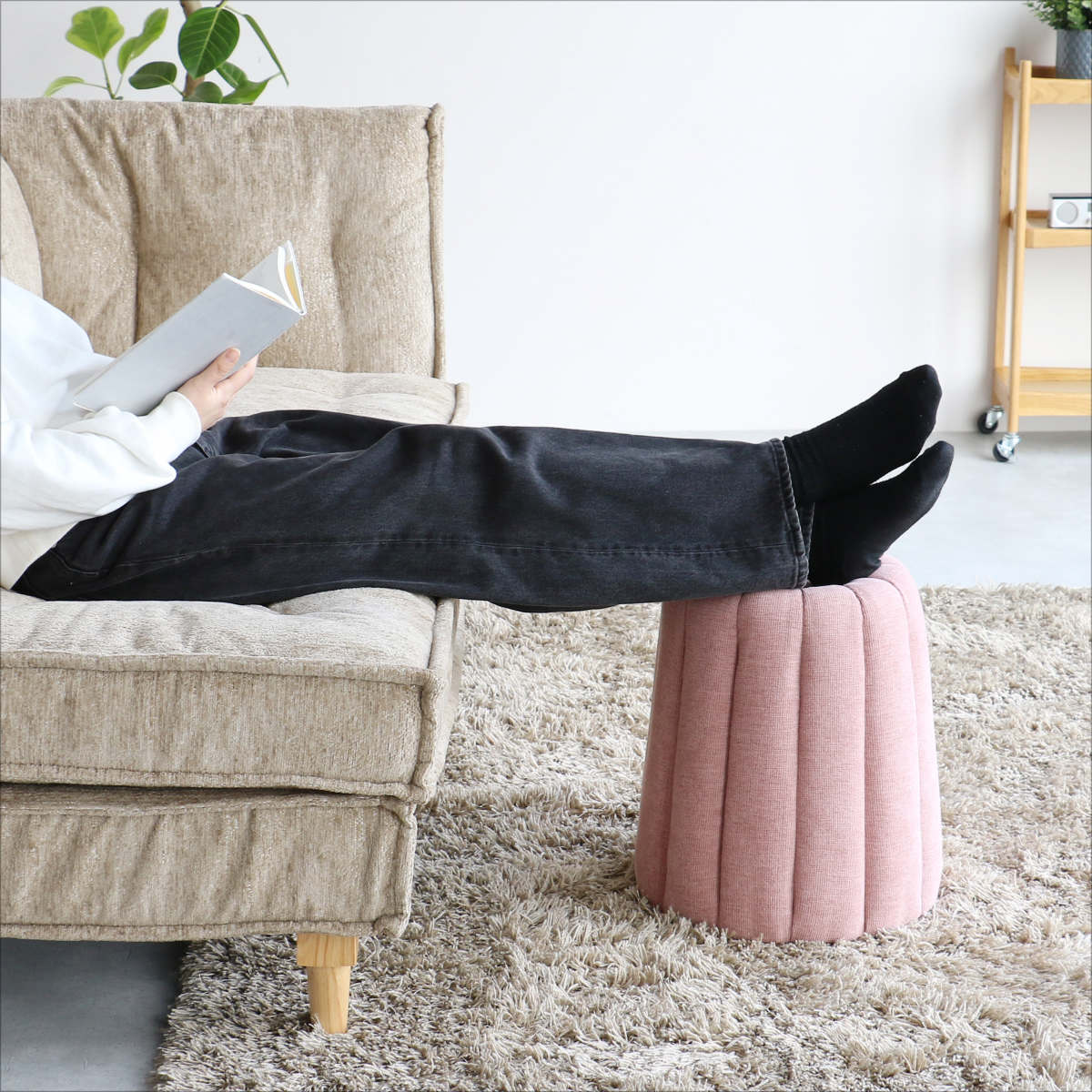 スツール カヌレ 高さ40.5cm Canele Stool （ 椅子 オットマン
